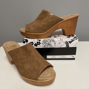 CL Laundry Light Brown Slip On Mule Platform Shoes, Allison, Womens, 8.5